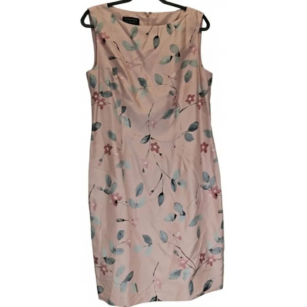 Spenser Jeremy womens size 12 sheath dress blush pink floral 100% silk
